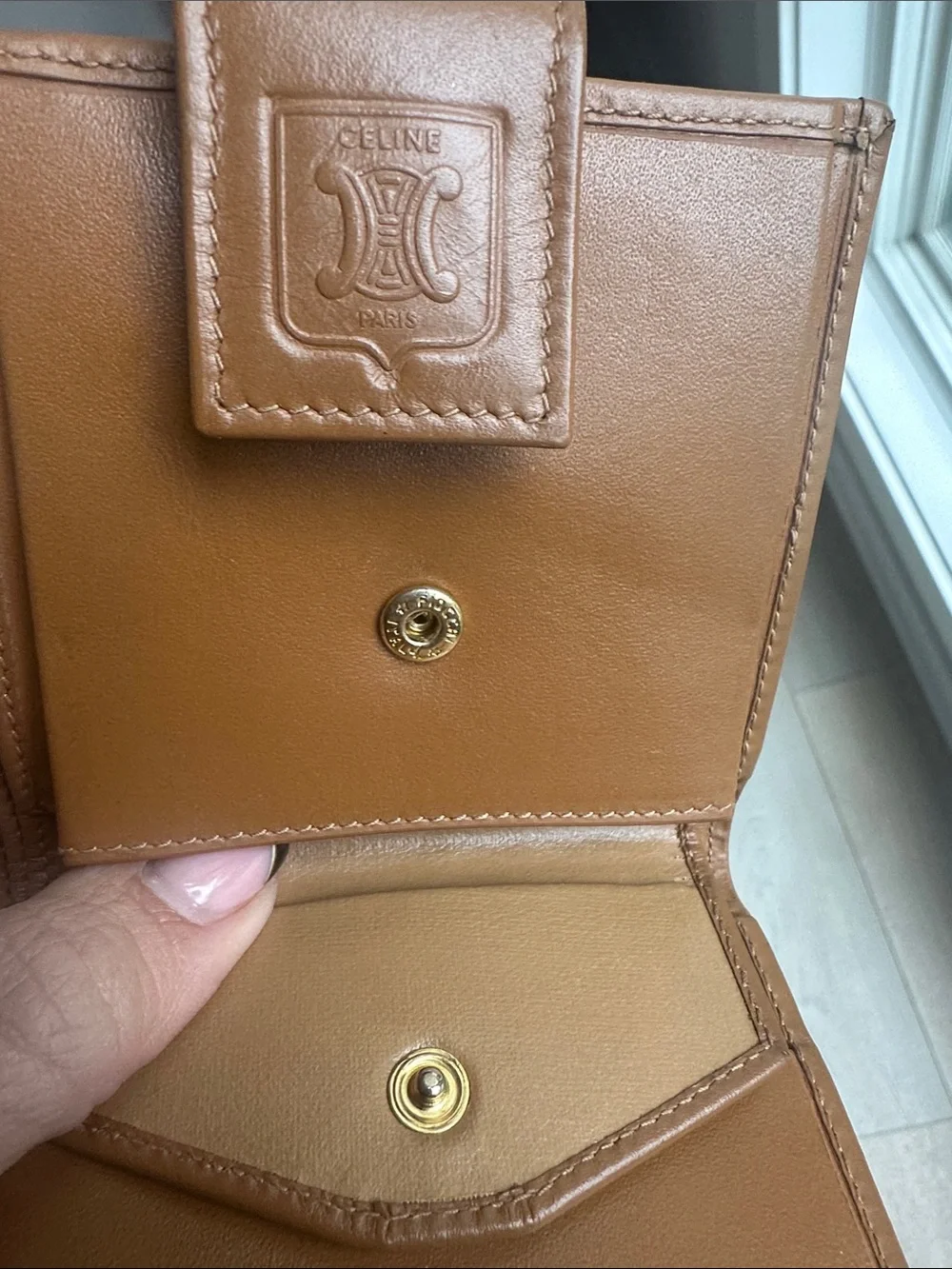Celine Brown and Tan Monogram Card Holder Wallet